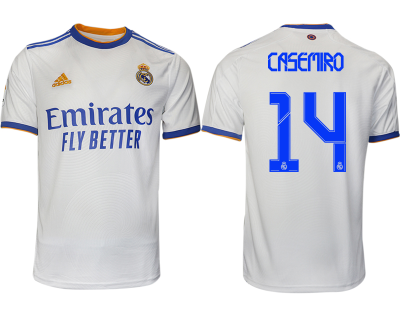 Men 2021-2022 Club Real Madrid home aaa version white #14 Soccer Jerseys->real madrid jersey->Soccer Club Jersey